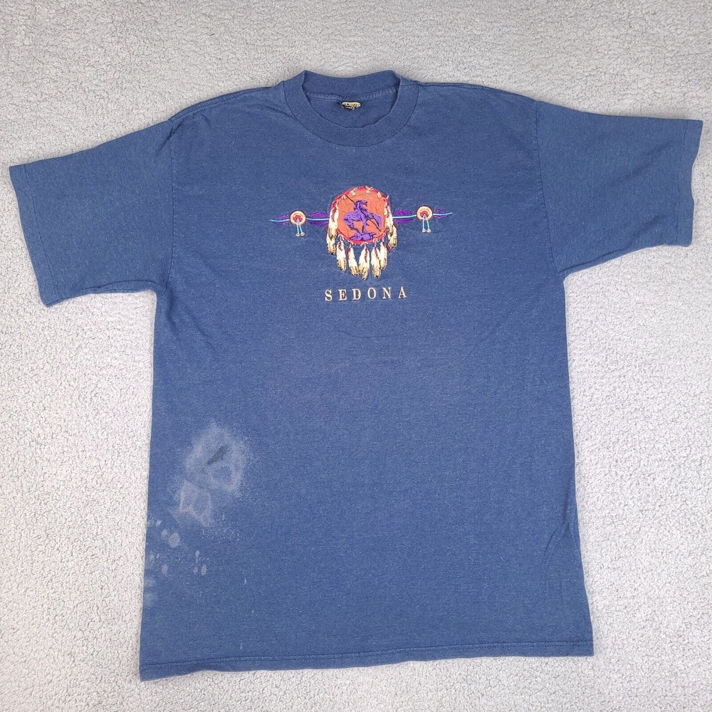 Vintage HL Miller Gold Shirt Mens XL‎ Sedona Arizona Embroidered Single Stitch